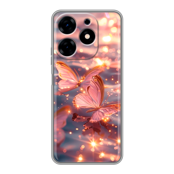 Силиконовый чехол на Tecno Spark 10 с принтом бабочки розовые Силиконовый чехол на Tecno Spark 10 с принтом бабочки розовые