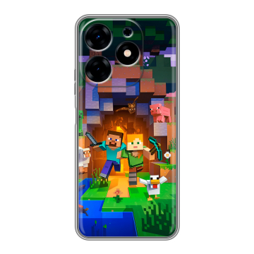 Силиконовый чехол на Tecno Spark 10 с принтом Майнкрафт Minecraft Силиконовый чехол на Tecno Spark 10 с принтом Майнкрафт Minecraft