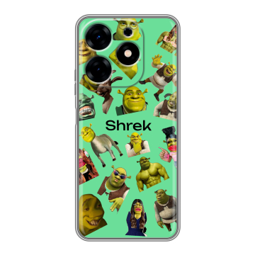Силиконовый чехол на Tecno Spark 10 с принтом Шрек Shrek