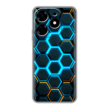 Силиконовый чехол на Tecno Spark 10 с принтом Неоновые соты