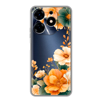 Силиконовый чехол на Tecno Spark 10 с принтом Цветы принт