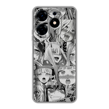 Силиконовый чехол на Tecno Spark 10 с принтом Ahegao Ахегао Аниме