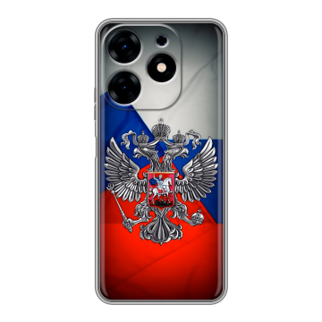 Силиконовый чехол на Tecno Spark 10 с принтом Флаг России Силиконовый чехол на Tecno Spark 10 с принтом Флаг России