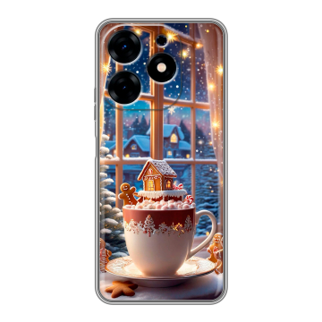 Силиконовый чехол на Tecno Spark 10 с принтом Новый год