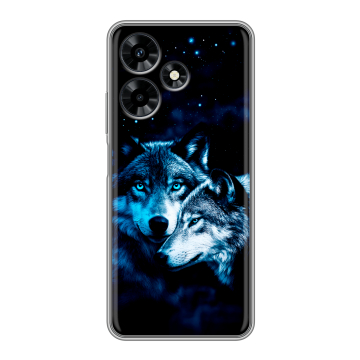 Силиконовый чехол на Infinix Hot 30 с принтом Волки