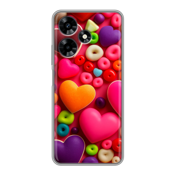 Силиконовый чехол на Infinix Hot 30 с принтом Сердечки