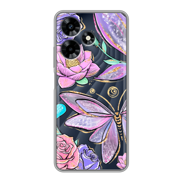 Силиконовый чехол на Infinix Hot 30 с принтом Бабочки и цветы Силиконовый чехол на Infinix Hot 30 с принтом Бабочки и цветы