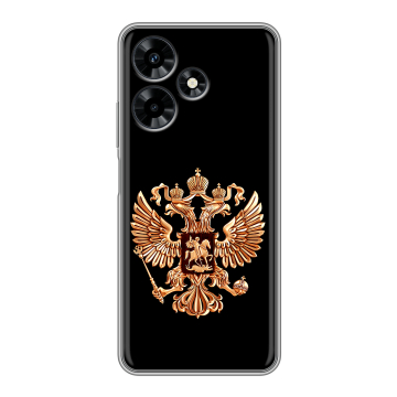 Силиконовый чехол на Infinix Hot 30 с принтом Герб России золотой