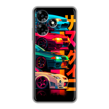 Силиконовый чехол на Infinix Hot 30 с принтом Гоночные машины Силиконовый чехол на Infinix Hot 30 с принтом Гоночные машины