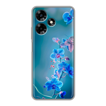 Силиконовый чехол на Infinix Hot 30 с принтом Голубые цветы Силиконовый чехол на Infinix Hot 30 с принтом Голубые цветы