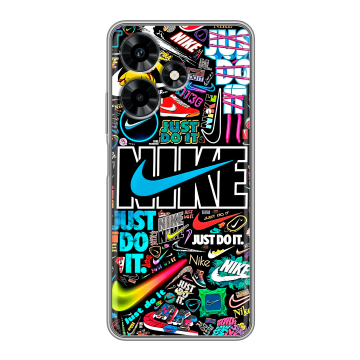 Силиконовый чехол на Infinix Hot 30 с принтом найк nike черный