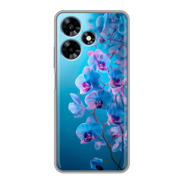 Силиконовый чехол на Infinix Hot 30 с принтом голубые орхидеи Силиконовый чехол на Infinix Hot 30 с принтом голубые орхидеи