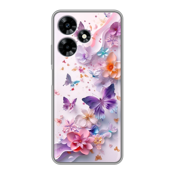 Силиконовый чехол на Infinix Hot 30 с принтом цветы бабочки Силиконовый чехол на Infinix Hot 30 с принтом цветы бабочки