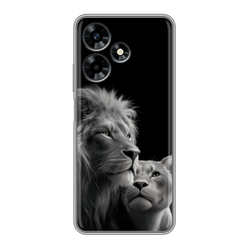 Силиконовый чехол на Infinix Hot 30 с принтом Лев кошки