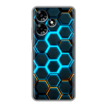 Силиконовый чехол на Infinix Hot 30 с принтом Неоновые соты