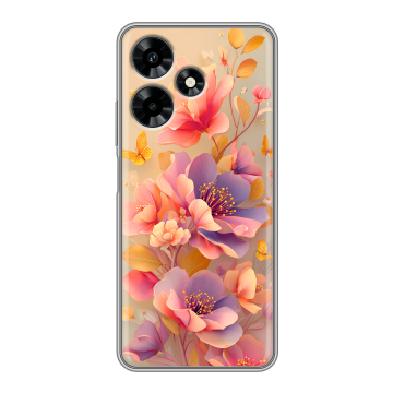 Силиконовый чехол на Infinix Hot 30 с принтом Цветы и бабочки