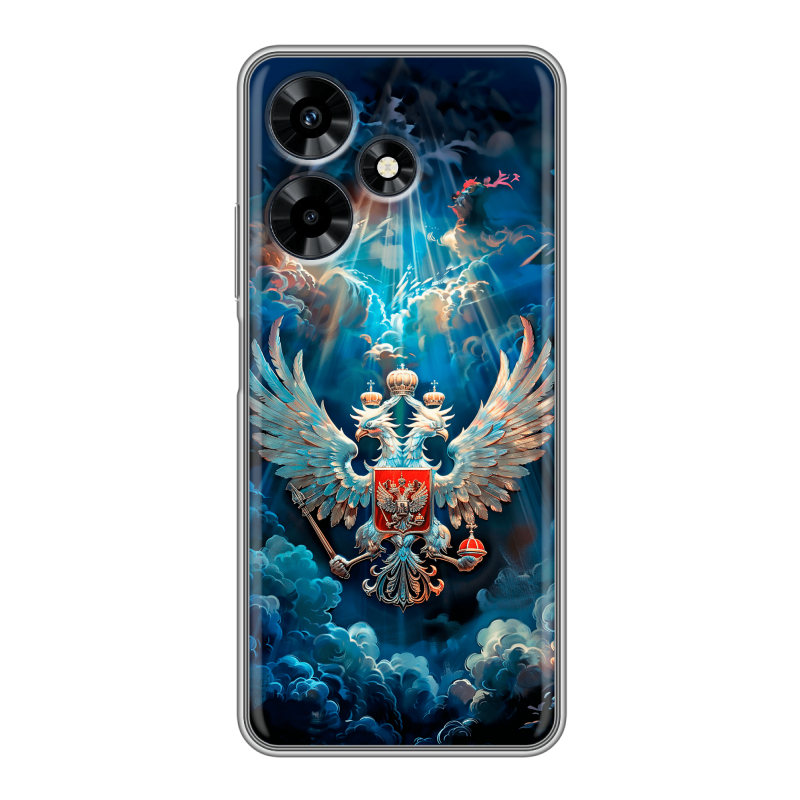 Силиконовый противоударный чехол на Infinix Hot 30 с принтом Герб флаг России Силиконовый противоударный чехол на Infinix Hot 30 с принтом Герб флаг России
