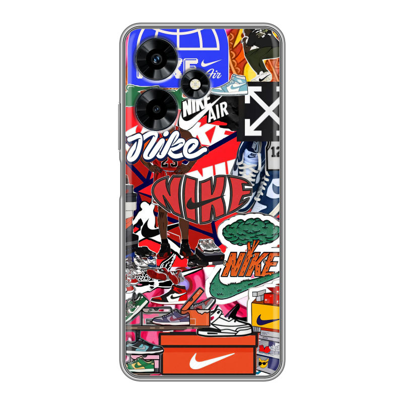 Силиконовый чехол на Infinix Hot 30 с принтом Найк Nike яркий Силиконовый чехол на Infinix Hot 30 с принтом Найк Nike яркий