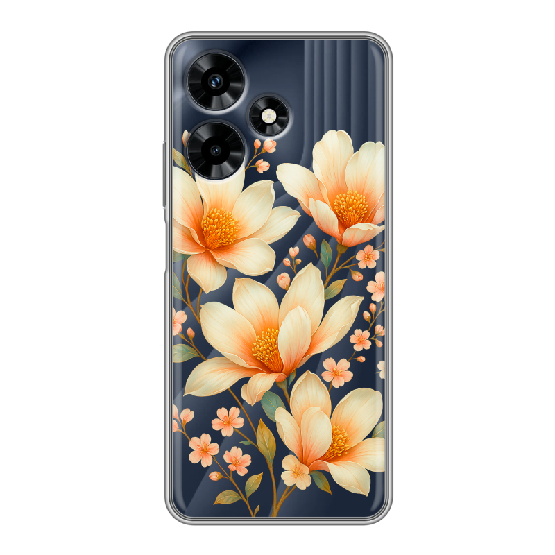 Силиконовый чехол на Infinix Hot 30 с принтом Цветы Силиконовый чехол на Infinix Hot 30 с принтом Цветы