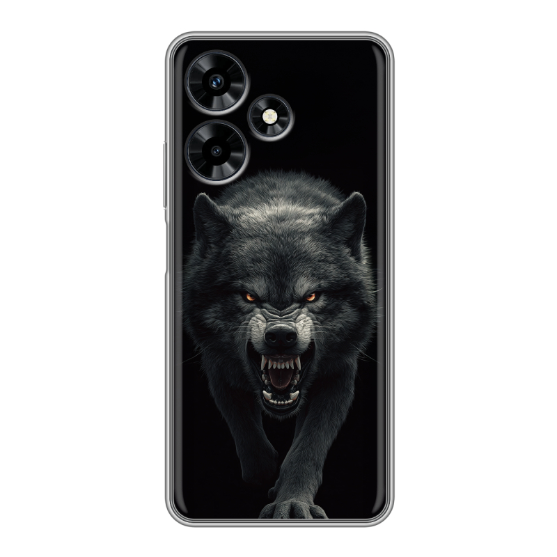Силиконовый противоударный чехол на Infinix Hot 30 с принтом Волк Силиконовый противоударный чехол на Infinix Hot 30 с принтом Волк