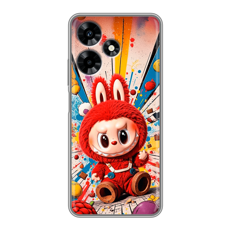 Силиконовый противоударный чехол на Infinix Hot 30 с принтом Labubu Лабубу Силиконовый противоударный чехол на Infinix Hot 30 с принтом Labubu Лабубу