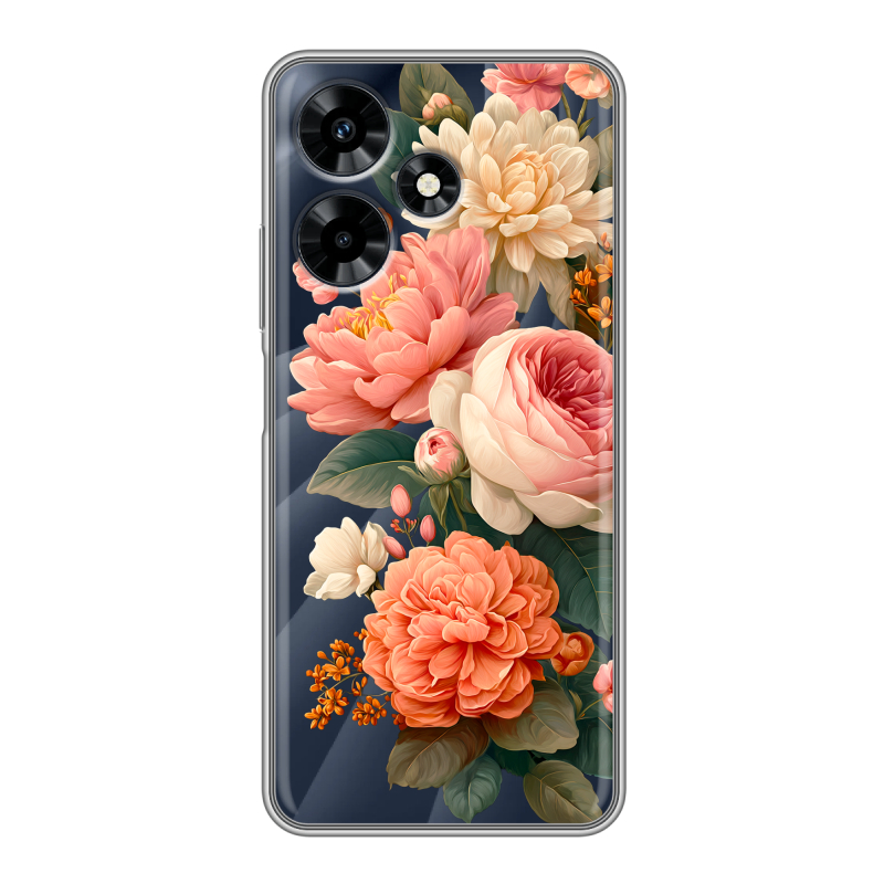 Силиконовый противоударный чехол на Infinix Hot 30 с принтом цветы Силиконовый противоударный чехол на Infinix Hot 30 с принтом цветы