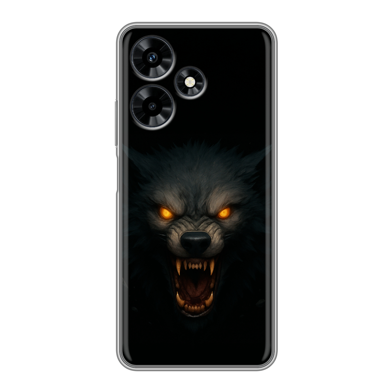 Силиконовый противоударный чехол на Infinix Hot 30 с принтом Волк Силиконовый противоударный чехол на Infinix Hot 30 с принтом Волк