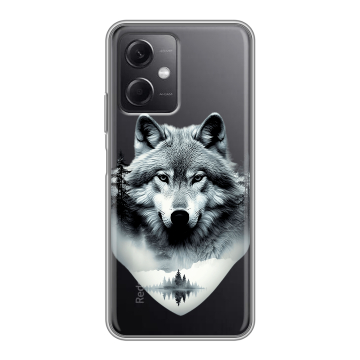 Силиконовый чехол на Xiaomi RedMi Note 12 5G с принтом Волк в лесу Силиконовый чехол на Xiaomi RedMi Note 12 5G с принтом Волк в лесу