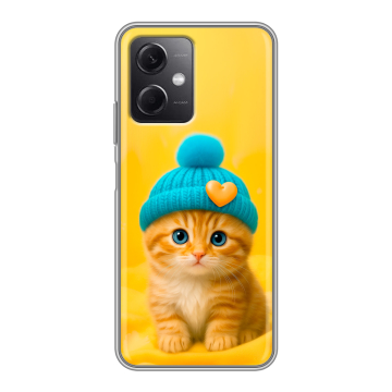 Силиконовый чехол на Xiaomi RedMi Note 12 5G с принтом Котенок в шапке Силиконовый чехол на Xiaomi RedMi Note 12 5G с принтом Котенок в шапке