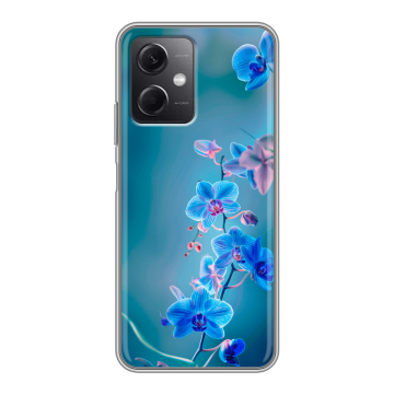 Силиконовый чехол на Xiaomi RedMi Note 12 5G с принтом Голубые цветы Силиконовый чехол на Xiaomi RedMi Note 12 5G с принтом Голубые цветы