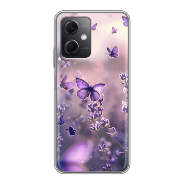 Силиконовый чехол на Xiaomi RedMi Note 12 5G с принтом бабочки и лаванда Силиконовый чехол на Xiaomi RedMi Note 12 5G с принтом бабочки и лаванда