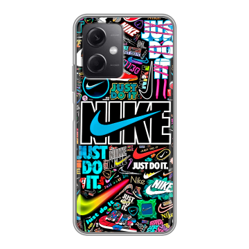Силиконовый чехол на Xiaomi RedMi Note 12 5G с принтом найк nike черный Силиконовый чехол на Xiaomi RedMi Note 12 5G с принтом найк nike черный
