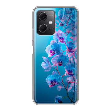 Силиконовый чехол на Xiaomi RedMi Note 12 5G с принтом голубые орхидеи Силиконовый чехол на Xiaomi RedMi Note 12 5G с принтом голубые орхидеи