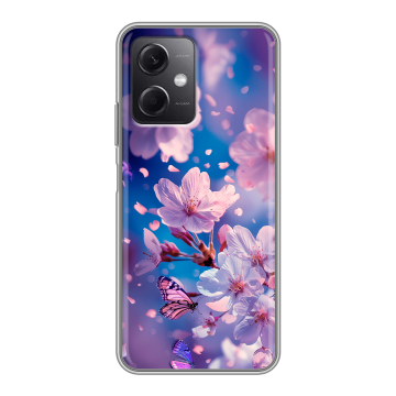 Силиконовый чехол на Xiaomi RedMi Note 12 5G с принтом цветы бабочки