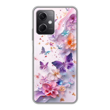 Силиконовый чехол на Xiaomi RedMi Note 12 5G с принтом цветы бабочки Силиконовый чехол на Xiaomi RedMi Note 12 5G с принтом цветы бабочки