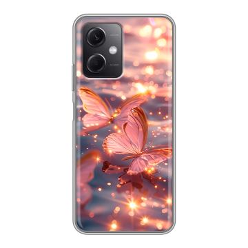 Силиконовый чехол на Xiaomi RedMi Note 12 5G с принтом бабочки розовые Силиконовый чехол на Xiaomi RedMi Note 12 5G с принтом бабочки розовые