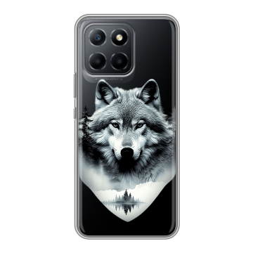 Силиконовый чехол на Huawei Honor X8 5G с принтом Волк в лесу