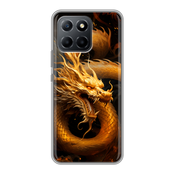 Силиконовый чехол на Huawei Honor X8 5G с принтом Золотой дракон Силиконовый чехол на Huawei Honor X8 5G с принтом Золотой дракон