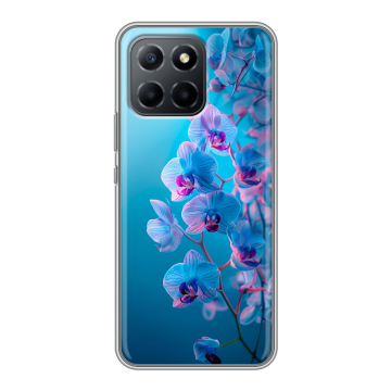 Силиконовый чехол на Huawei Honor X8 5G с принтом голубые орхидеи