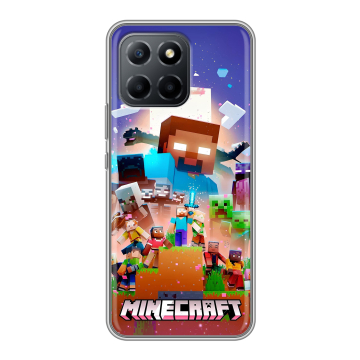 Силиконовый чехол на Huawei Honor X8 5G с принтом Майнкрафт Minecraft Силиконовый чехол на Huawei Honor X8 5G с принтом Майнкрафт Minecraft