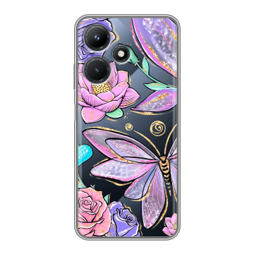 Силиконовый чехол на Infinix Hot 30i с принтом Бабочки и цветы