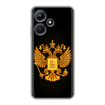 Силиконовый чехол на Infinix Hot 30i с принтом Герб России желтый