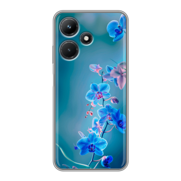 Силиконовый чехол на Infinix Hot 30i с принтом Голубые цветы