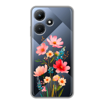 Силиконовый чехол на Infinix Hot 30i с принтом Цветы
