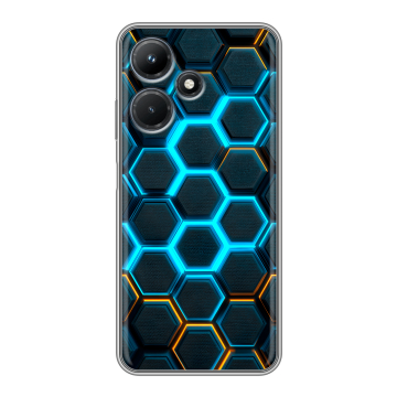 Силиконовый чехол на Infinix Hot 30i с принтом Неоновые соты