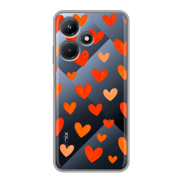 Силиконовый чехол на Infinix Hot 30i с принтом Сердечки