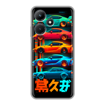 Силиконовый чехол на Infinix Hot 30i с принтом машины тачки