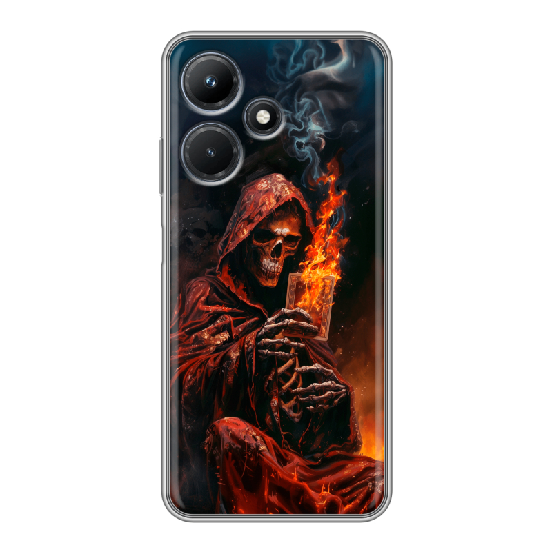 Силиконовый чехол на Infinix Hot 30i с принтом Скелет и карты Силиконовый чехол на Infinix Hot 30i с принтом Скелет и карты