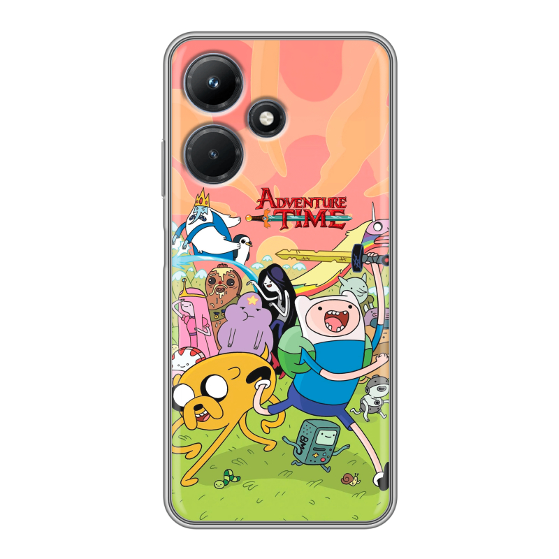 Силиконовый противоударный чехол на Infinix Hot 30i с принтом Adventure time Время приключений Силиконовый противоударный чехол на Infinix Hot 30i с принтом Adventure time Время приключений