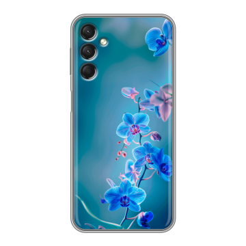 Силиконовый чехол на Samsung Galaxy A24 4G с принтом Голубые цветы
